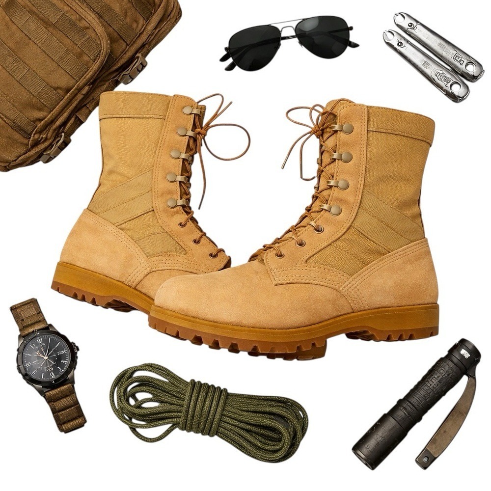 Altama Combat Boots Vibram Sole Tan Suede & Nylon 9.5 USA Military Tactical NWOB